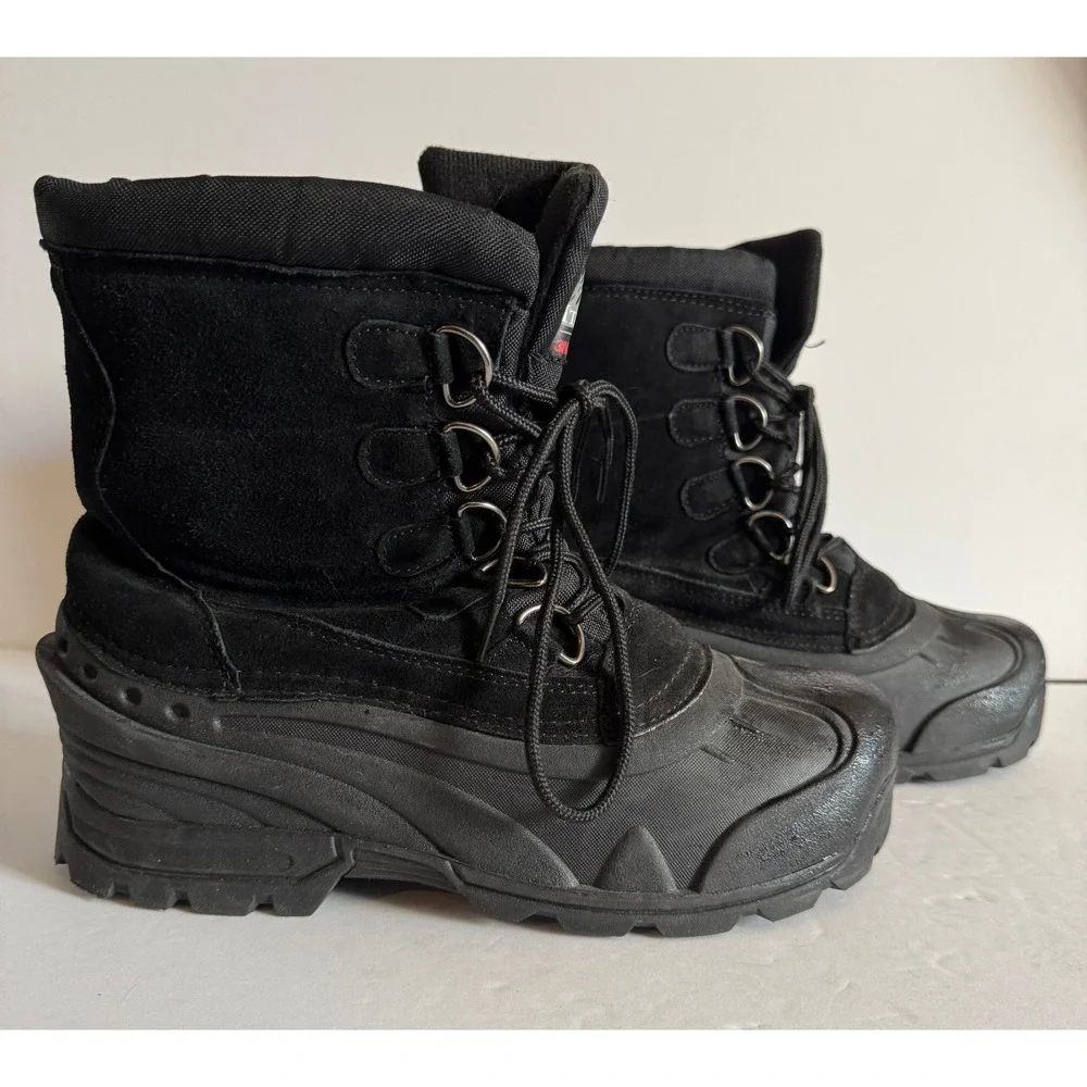Itasca Mens Black Thinsulate Winter Snow Boots Size 9 Leather Upper 6542845